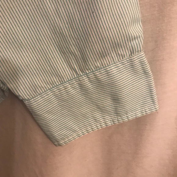 American Eagle Outfitters Mens Dress Shirt Aqua and White Stripe Size L - Picture 8 of 8